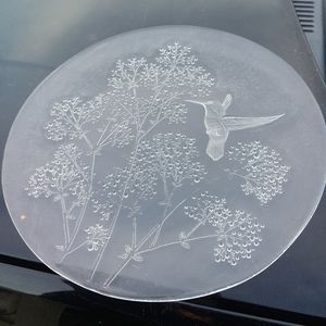 Glass hummingbird platter